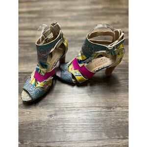 Spring Step L’Artiste Brooke Hand Painted Leather Heels EU 38 Like New Art Shoe